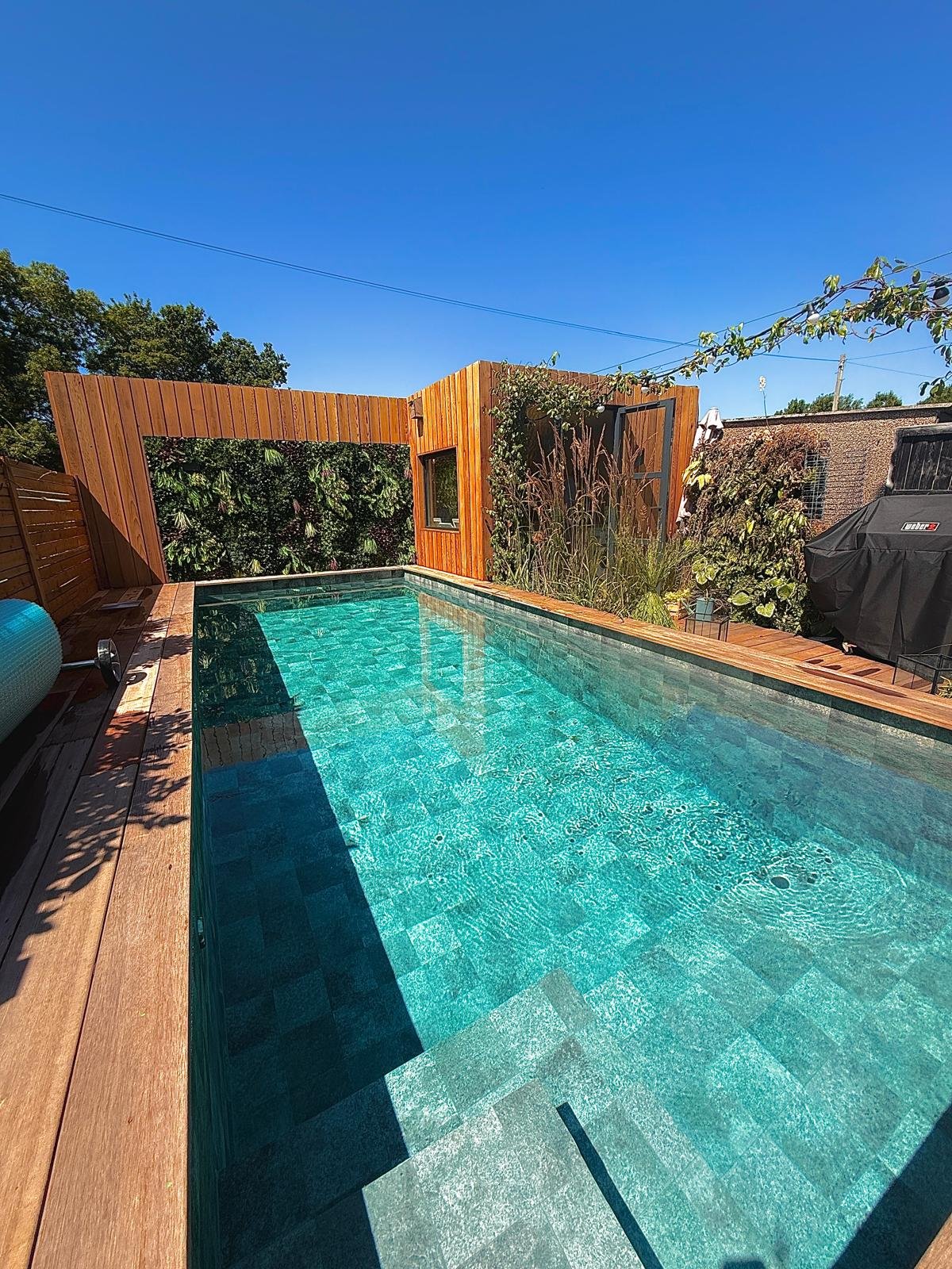 Contemporary patio and garden layout